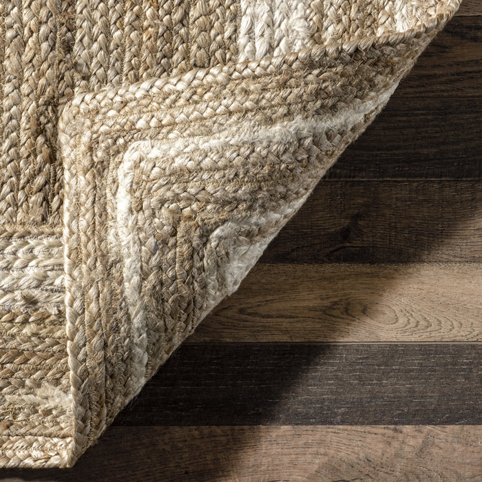 Beachcrest Home Ankita Farmhouse Power Loom Jute Bordered Off White/Tan